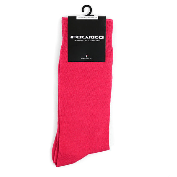 Men's Fuchsia Solid Crew Socks