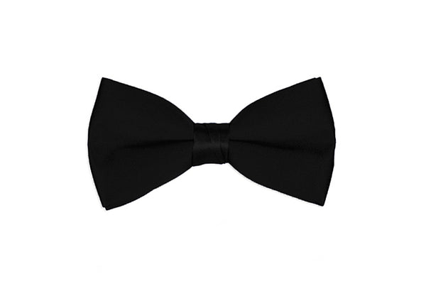 New Black Satin Pre-Tied Bow Tie
