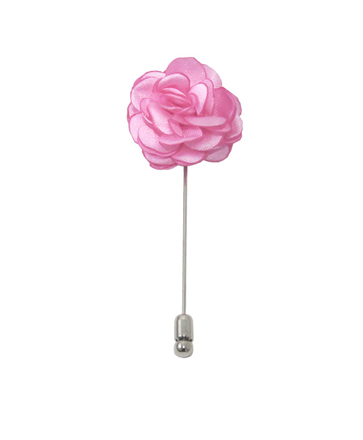 Solid Satin Floral Lapel Pin - 24 Colors