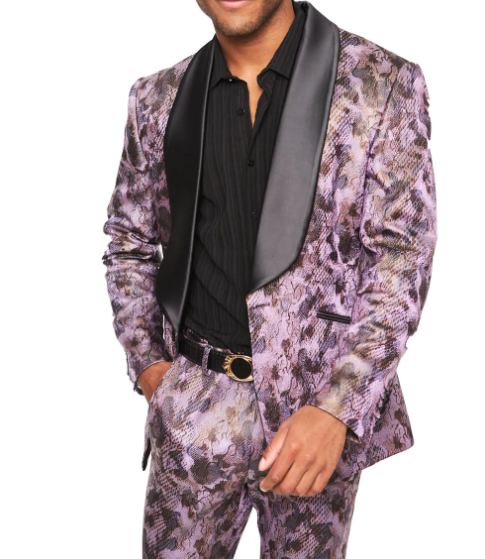 Purple / Black Print Suit