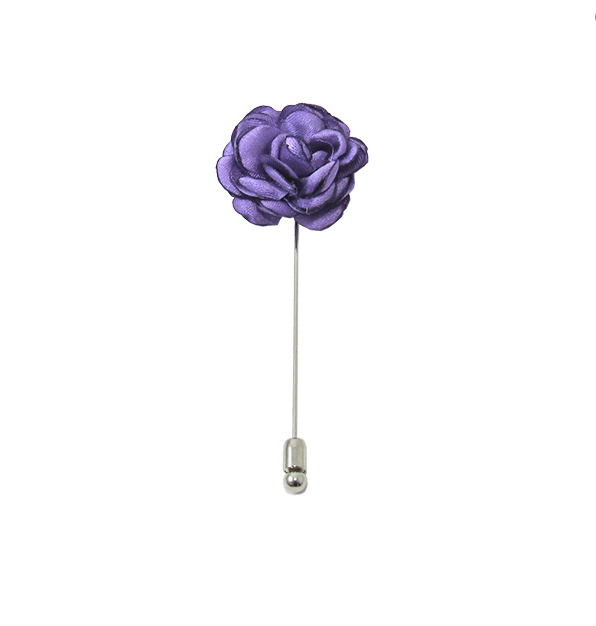 Solid Satin Floral Lapel Pin - 24 Colors