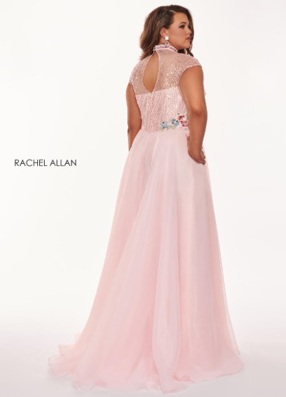 Rachel Allan 6661 Blush Pink Modest A-Line Dress - Size 22