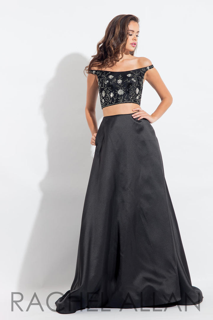 Rachel Allan 6081 Black 2 Piece A-Line Dress with Pockets