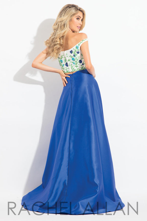 Rachel Allan 6081 White Royal 2 Piece A-Line Dress with Pockets