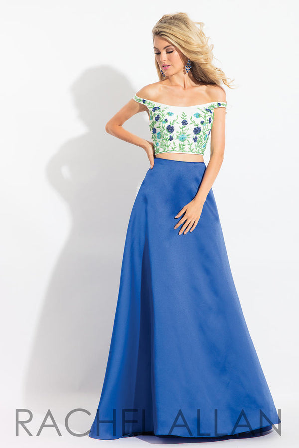 Rachel Allan 6081 White Royal 2 Piece A-Line Dress with Pockets