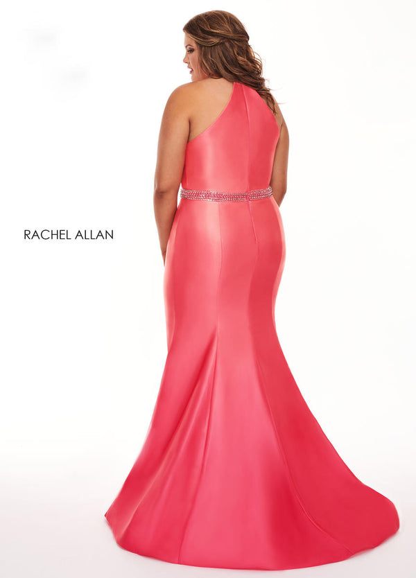 Rachel Allan 6669 Peach Raspberry Ombre Halter Dress