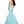 Rachel Allan 7087 Aqua Floral Jacquard Mermaid Dress - Size 8