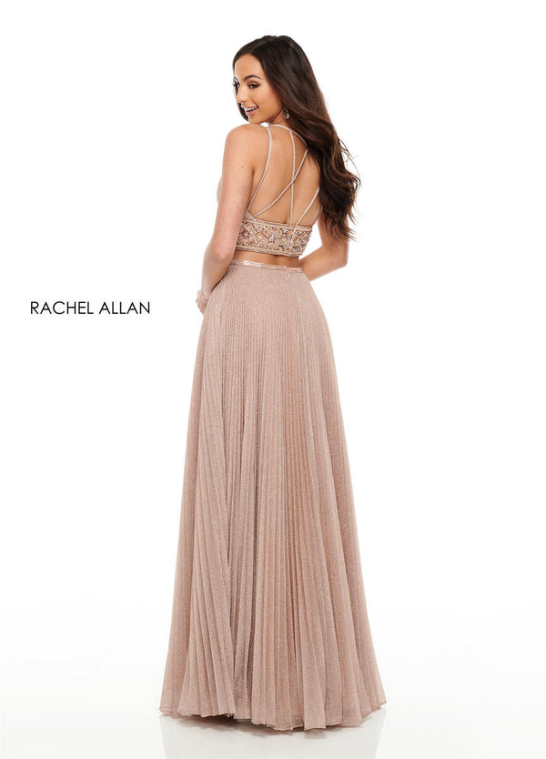 Rachel Allan 7099 Shimmering Rose Gold 2 Piece A-Line Dress