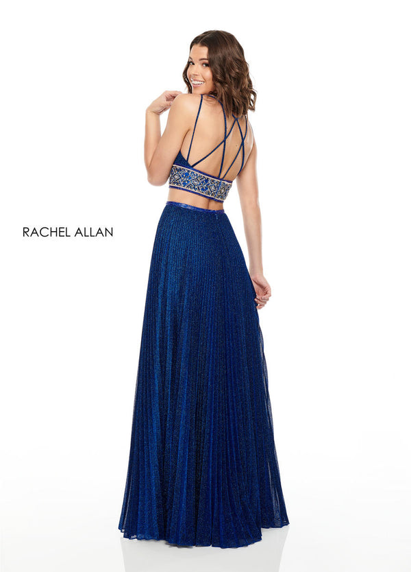 Rachel Allan 7099 Shimmering Royal Blue 2 Piece A-Line Dress - Size 4