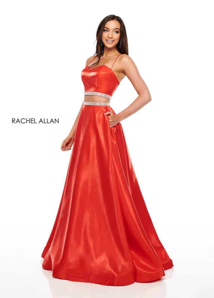 Rachel Allan 7106 Red 2 Piece A-Line Dress with Pockets