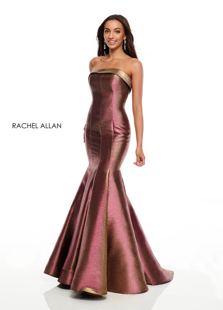 Rachel Allan 7176 Metallic Magenta Fit-N-Flare Dress