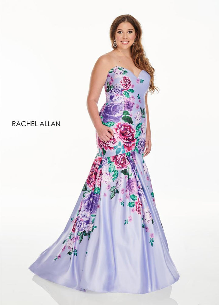 Rachel Allan Curves 7238 Lilac Floral Print Mermaid Dress