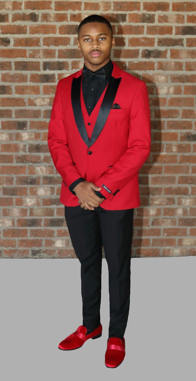New Cranberry Red Slim Fit 3 Piece West End Tuxedo