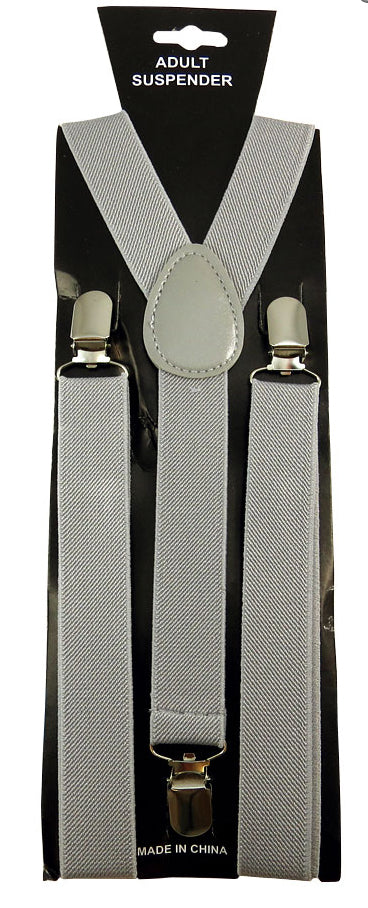 Grey Adjustable Clip-on Suspenders