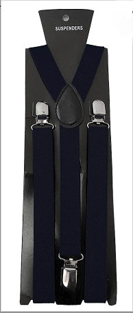 Navy Blue Adjustable Clip-on Suspenders