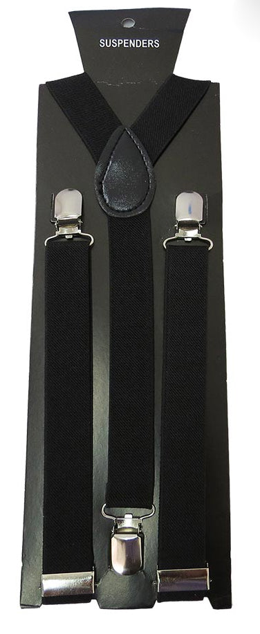 Black Adjustable Clip-on Suspenders