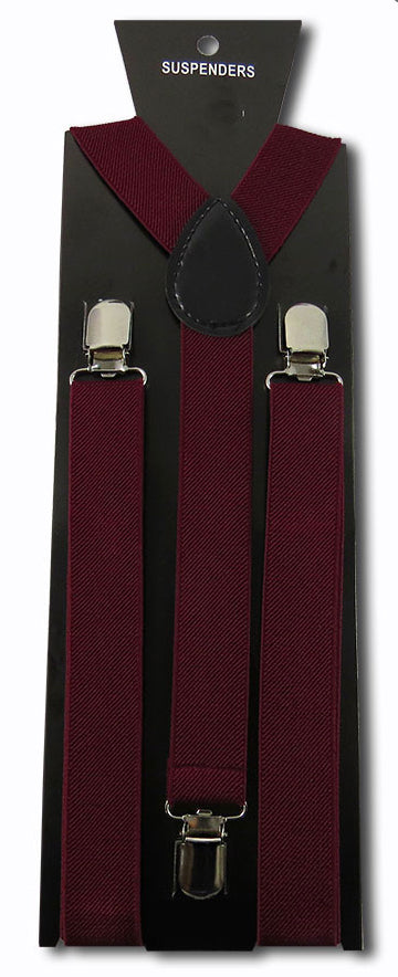 Burgundy Adjustable Clip-on Suspenders