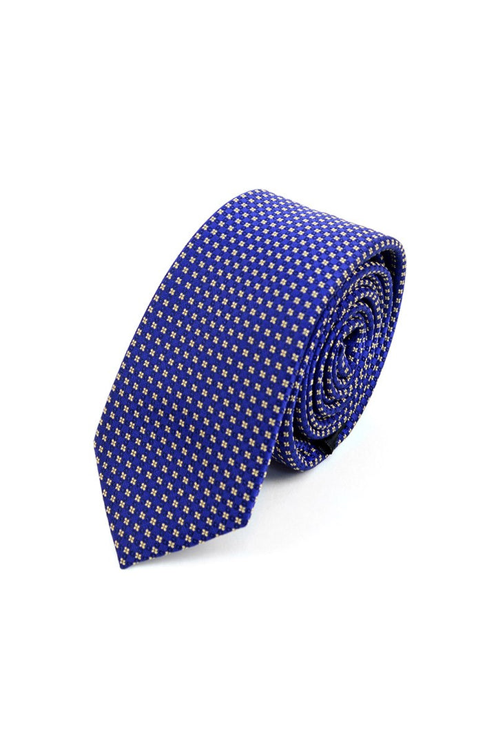Purple Check Woven Dots Slim Necktie