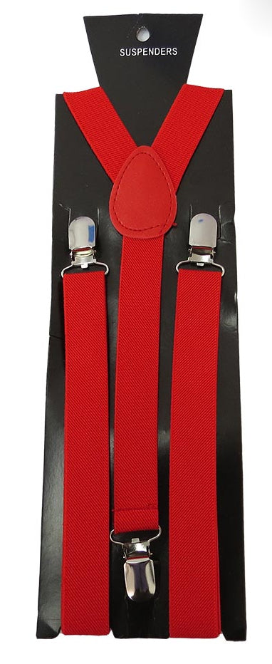 Red Adjustable Clip-on Suspenders