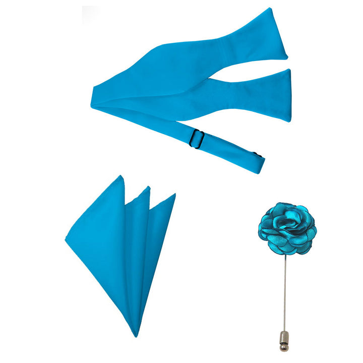Turquoise Bow Tie, Pocket Square & Lapel Pin Set